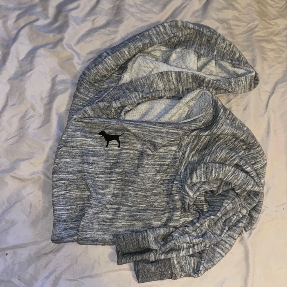 Medium grey PINK hoodie with shoulder cutouts